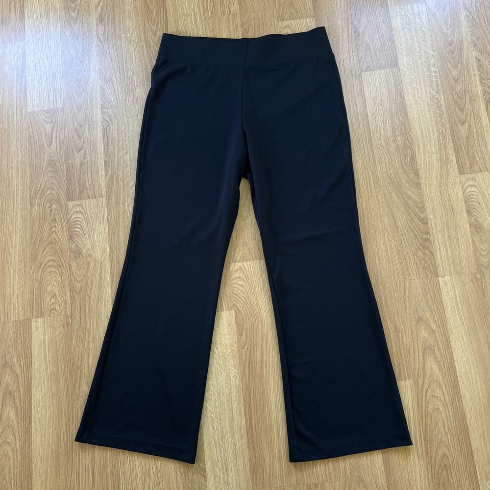 Susan Graver Womens Pants Size Large Black Pull On Flared-Leg Casual Lounge